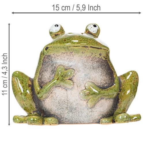 Decorative Frog Ceramic Green Brown Vintage L15.5cm | Floristik24.co.uk