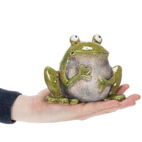 Decorative Frog Ceramic Green Brown Vintage L15.5cm | Floristik24.co.uk