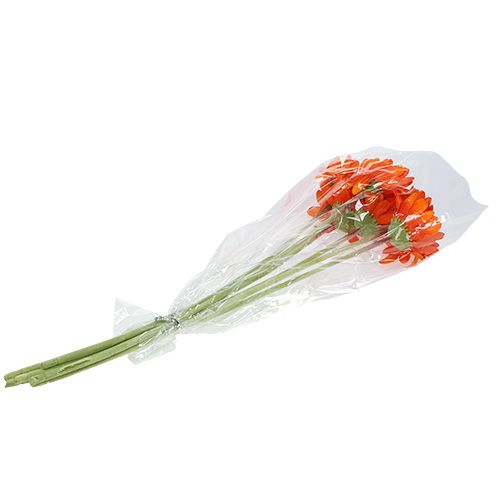 Floristik24 Deco Gerbera Orange Ø10cm L53cm 6pcs