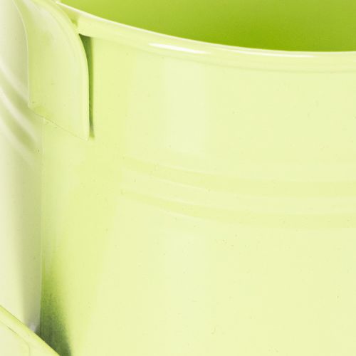 Decorative watering can set in pastel salmon, green, yellow-green - metal planter Ø11cm H10cm, 8 pieces | Floristik24.co.uk