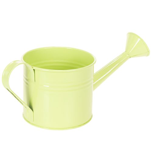 Decorative watering can set in pastel salmon, green, yellow-green - metal planter Ø11cm H10cm, 8 pieces | Floristik24.co.uk