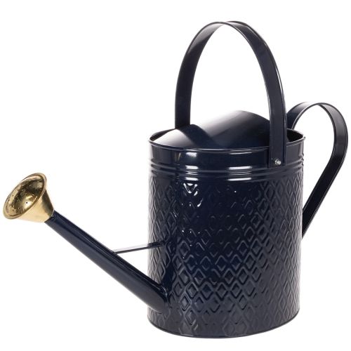 Decorative watering can, vintage blue and gold checkered metal, retro design for indoor use, garden, or balcony, 65cm buy online | Floristik24.co.uk