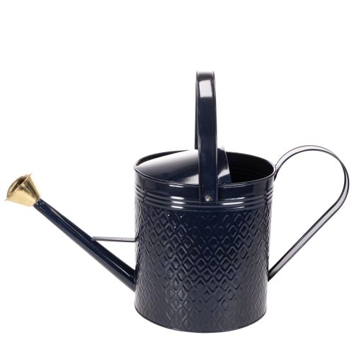 Decorative watering can, vintage blue and gold checkered metal, retro design for indoor use, garden, or balcony, 65cm | Floristik24.co.uk