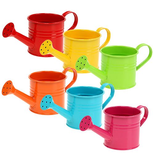 Floristik24 Decorative watering can colored Ø7.5cm H7.5cm 8 pieces