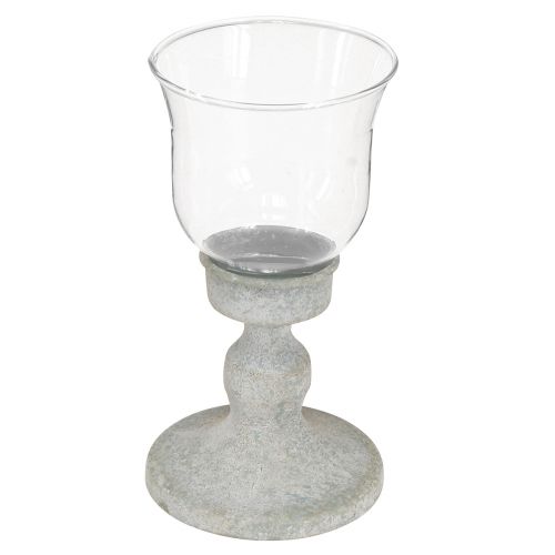 Product Decorative glass trophy metal grey vintage look Ø8cm H15.5cm