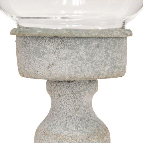 Product Decorative glass trophy metal grey vintage look Ø8cm H15.5cm