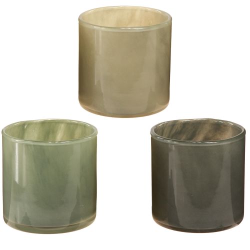 Floristik24 Decorative Glass Planter in Green Light Grey H10cm 3 Pcs