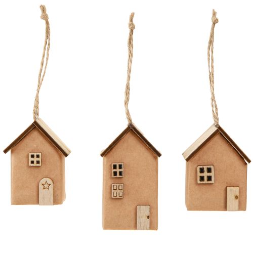 Product Decorative house Christmas tree decoration red-brown natural 6 cm 9 pieces
