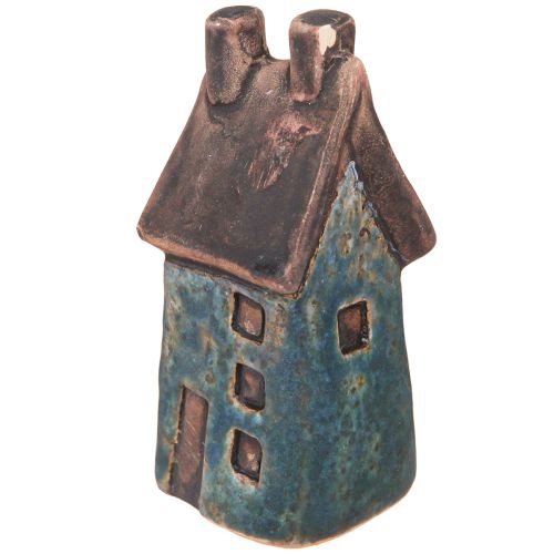 Product Decorative house ceramic blue brown vintage H6.5/7cm 6 pcs