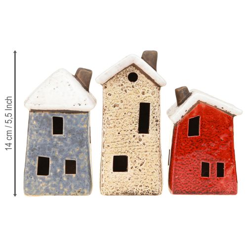 Product Decorative house ceramic cream red grey 10/12/13.5cm 3 pieces