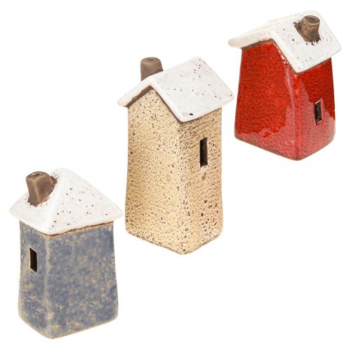 Product Decorative house ceramic cream red grey 10/12/13.5cm 3 pieces