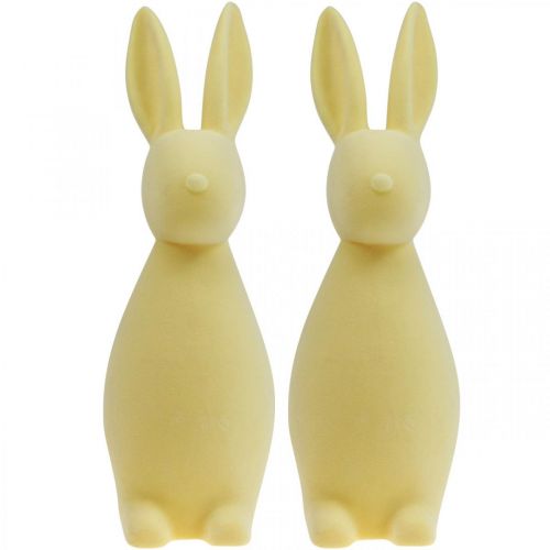Product Decorative Easter Bunny – 2nd Choice – Flocked Light Yellow H29.5cm 2 pcs