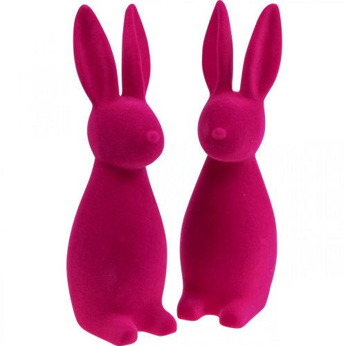 Floristik24 Deco Bunny Deco Easter Bunny Flocked Pink H29.5cm 2pcs