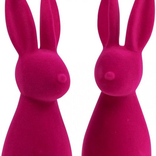 Floristik24 Decorative Bunny Decorative Easter Bunny – 2nd Choice – Flocked Pink H29.5cm 2 pcs