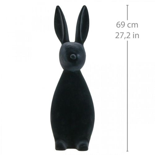 Floristik24 Decorative Bunny Black – 2nd Choice – Decorative Easter Bunny Flocked H69cm
