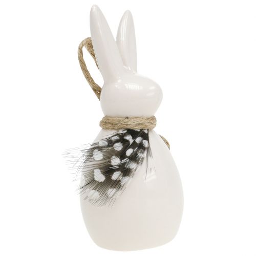 Product Decorative rabbit with feather white 9cm 6pcs