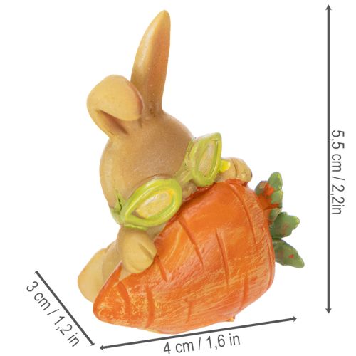 Product Decorative rabbit with carrot, Easter bunny decorative figures, 6cm, 3 pieces