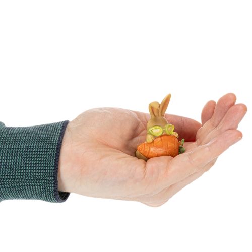 Product Decorative rabbit with carrot, Easter bunny decorative figures, 6cm, 3 pieces