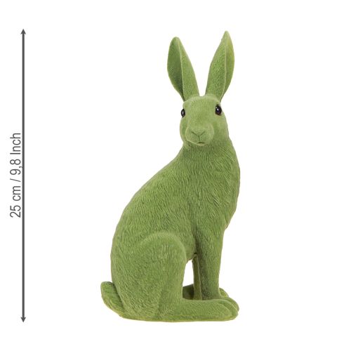 Product Decorative Rabbit Sitting Figure Easter Bunny Flocked Green 12×9×25cm