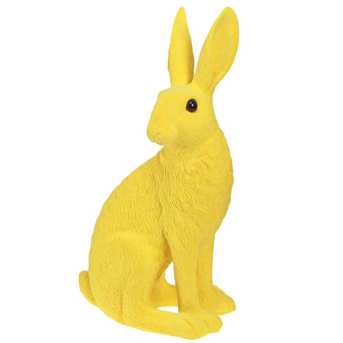 Floristik24 Decorative rabbit sitting Easter bunny flocked yellow 12×9×25cm