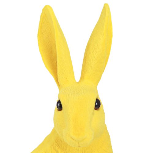 Floristik24 Decorative rabbit sitting Easter bunny flocked yellow 12×9×25cm
