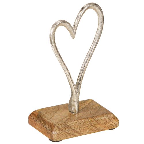Heart Metal Natural Wood Silver coloured 7.5×5×13cm 3pcs