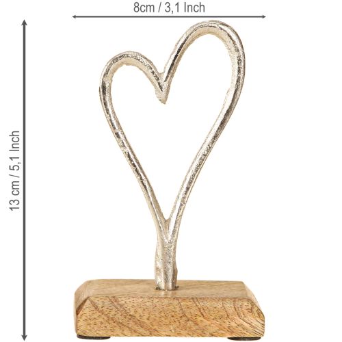 Product Heart Metal Natural Wood Silver coloured 7.5×5×13cm 3pcs