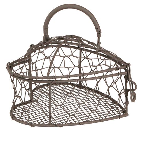 Floristik24 Decorative heart made of wire for filling vintage grey 14×13.5cm