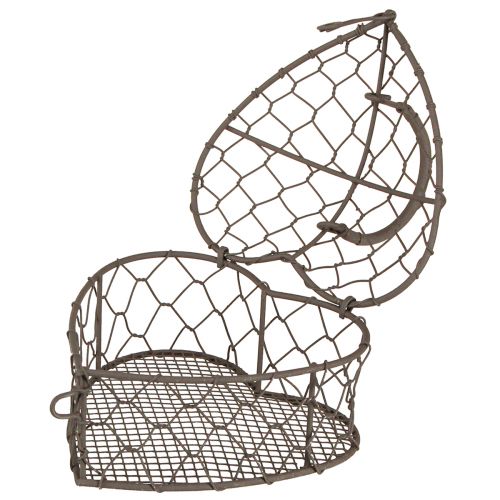 Floristik24 Decorative heart made of wire for filling vintage grey 14×13.5cm