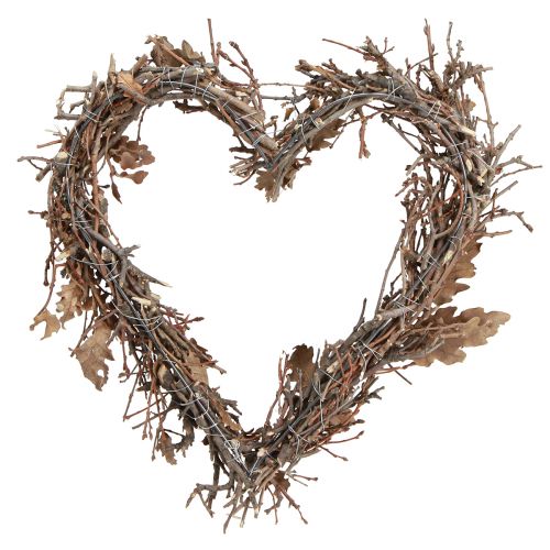 Product Decorative heart made of branches with oak leaves Oak branches Ø28cm