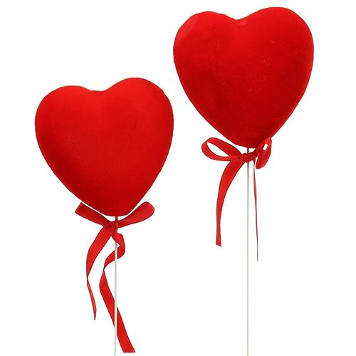 Floristik24 Deco heart flocked 8cm 12pcs