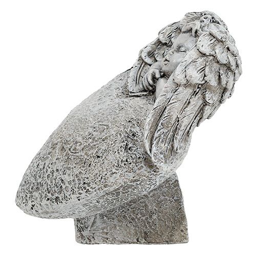 Floristik24 Decoration heart with angel grey 10.5cm 2 pcs