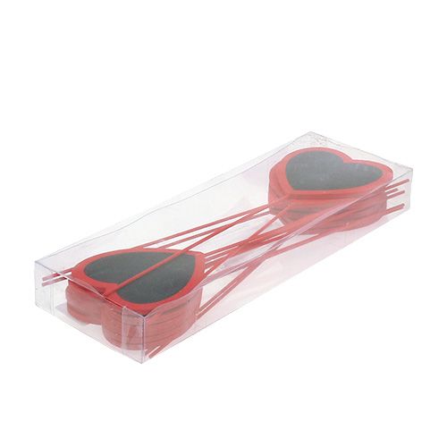Floristik24 Deco heart for labeling red 9cm x 9cm 12pcs