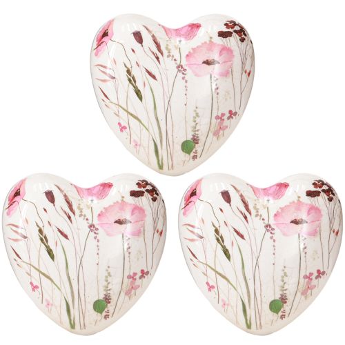 Product Decorative hearts ceramic table decoration poppy crackle 8cm 3pcs