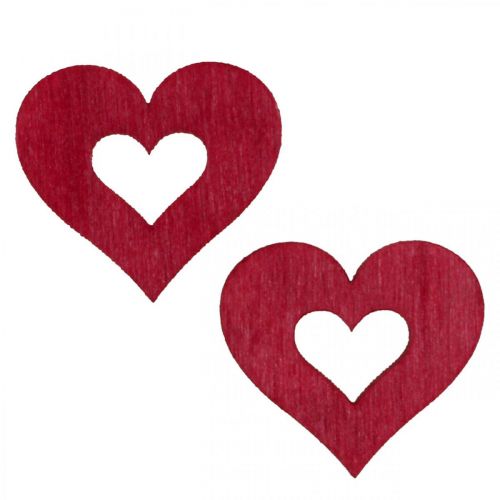 Floristik24 Decorative hearts scatter decoration wooden hearts red Ø2cm 144p