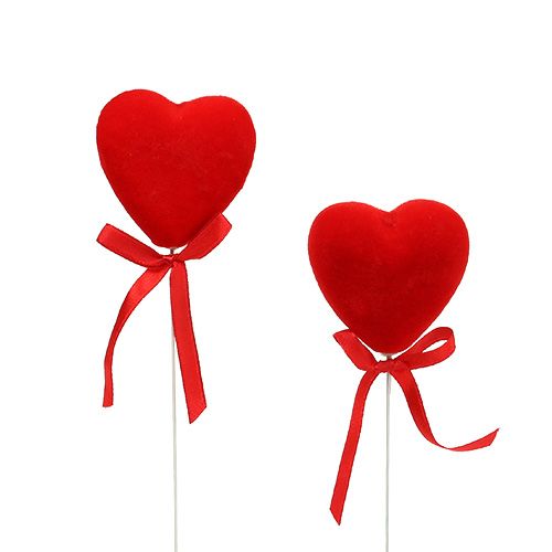 Floristik24 Deco hearts flocked 6cm red 18pcs