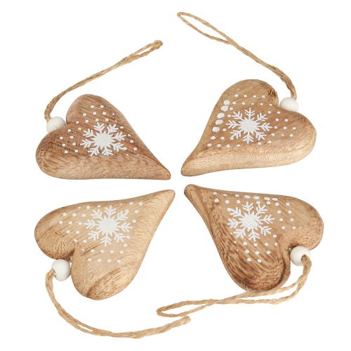 Product Decorative Hearts for Hanging Christmas Tree Decorations Wood 6cm 8 Pcs