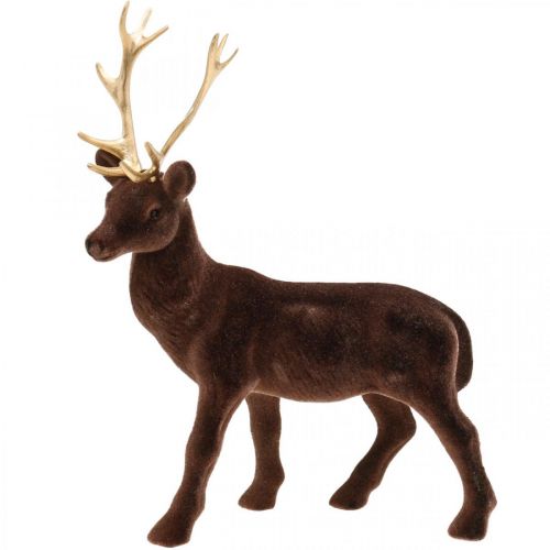 Product Decorative deer standing brown gold reindeer Christmas decoration 27cm