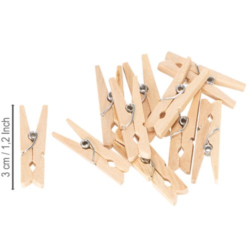 Product Decorative wooden clothespins, 3cm, natural, 72 pieces
