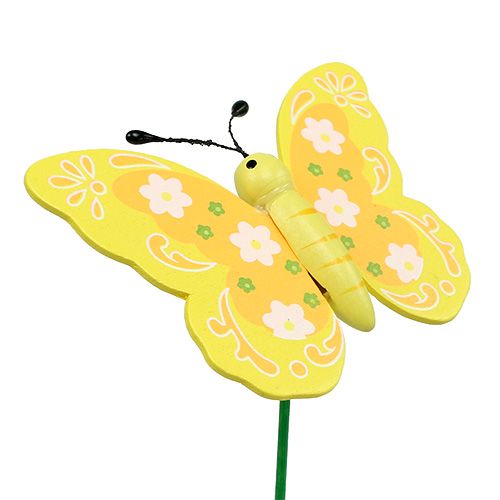 Product Decorative wooden butterflies on a stick 8cm 24pcs