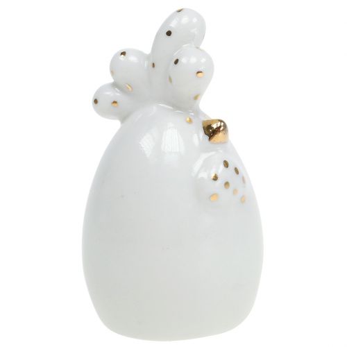 Floristik24 Deco chicken white with golden dots 6,5cm 6pcs
