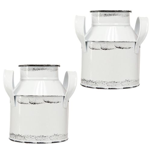 Product Decorative jug with handles metal white, black H13cm 2pcs