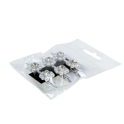 Product Decorative clip with pearl blossom 2.5cm 6pcs