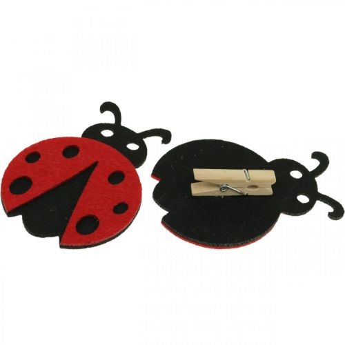 Floristik24 Decorative clips ladybird, spring, lucky beetle for decorating, felt decoration 16 pcs