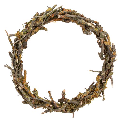 Product Decorative wreath branches with lichen and moss natural decoration Ø33cm