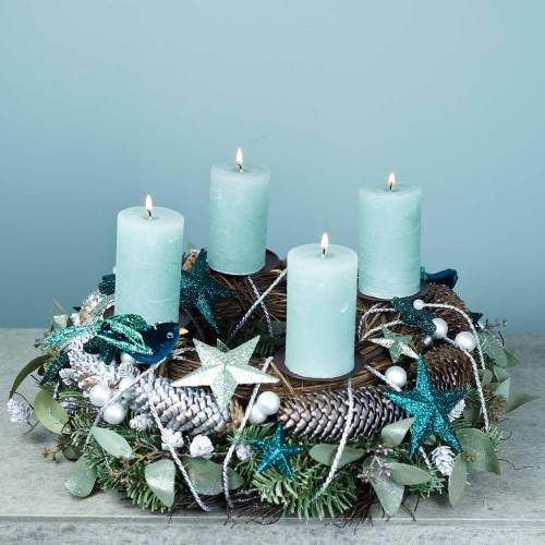 Product Decorative wreath eucalyptus and artificial cones Ø45cm green, white
