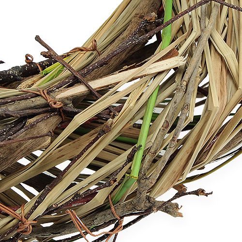 Floristik24 Willow wreath with grass Ø25cm natural