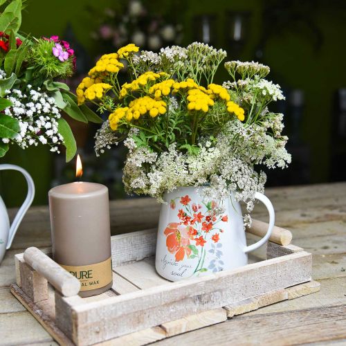 Floristik24 Decorative jug with wild roses, enamel jug, metal vase vintage look H12.5cm