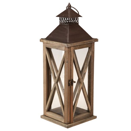 Floristik24 Decorative Lantern Wood Vintage Wooden Lantern Brown 17×17×50cm