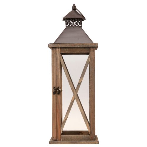 Product Decorative Lantern Wood Vintage Wooden Lantern Brown 17×17×50cm